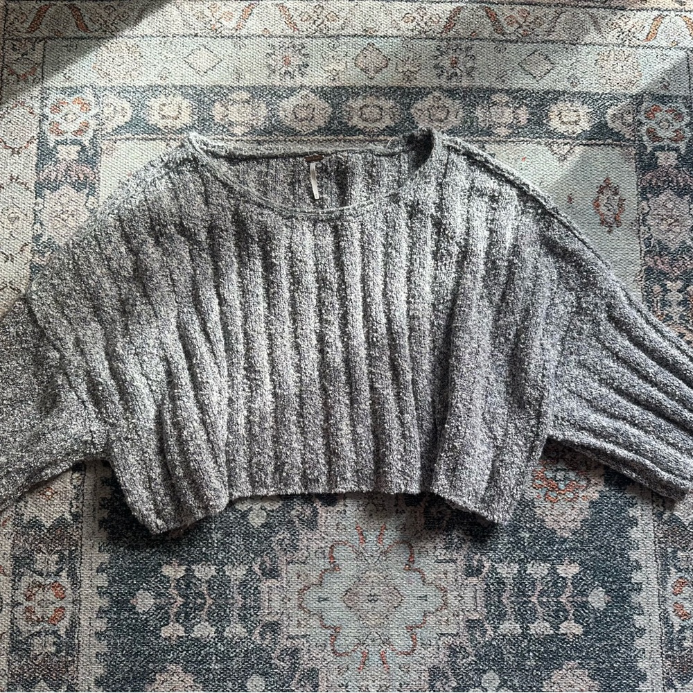 Free People cozy cropped off the shoulder sweater